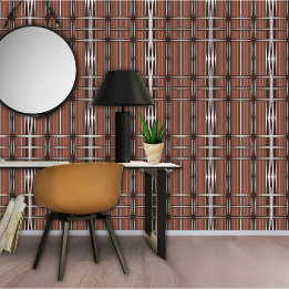 Papier Peint Motif géométrique à rayures marron et blanc vintag
