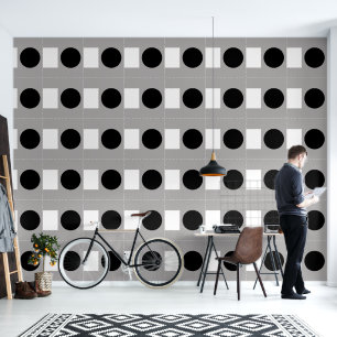 Papier Peint Motif géométrique Abstrait en noir et blanc