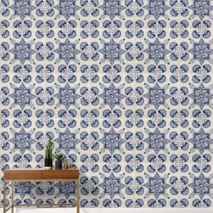Papier Peint Motif géométrique bleu vintage