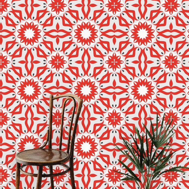 Papier Peint Motif géométrique de style rouge marocain (Créateur téléchargé)