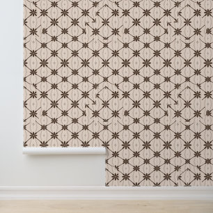 Papier Peint Motif géométrique floral rétro en Brown
