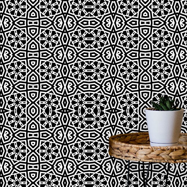 Papier Peint Motif géométrique moderne Abstrait noir et blanc (Créateur téléchargé)