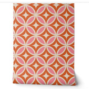 Papier Peint Motif géométrique moderne du milieu du siècle rose