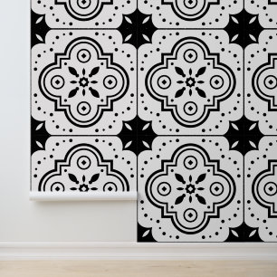 Papier Peint Motif géométrique noir et blanc
