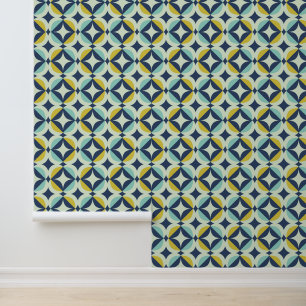 Papier Peint Motif géométrique Or et bleu