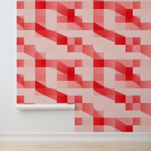 Papier Peint Motif géométrique rouge et rose Abstrait