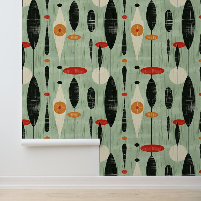 Papier Peint Motif géométrique vert rétroactif Abstrait (Application)