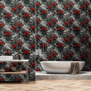 Papier Peint Motif gothique des roses rouges