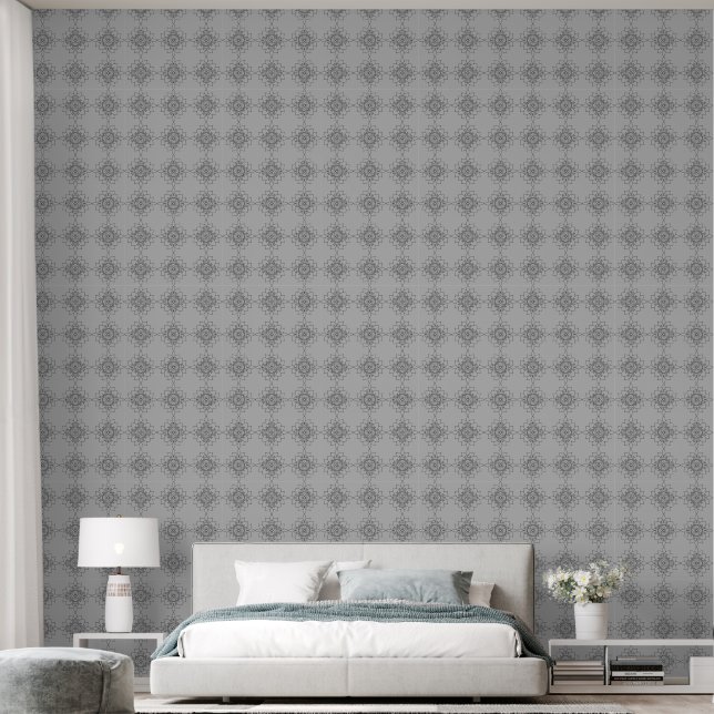 Papier Peint Motif grec gris et noir (Chambre à coucher)