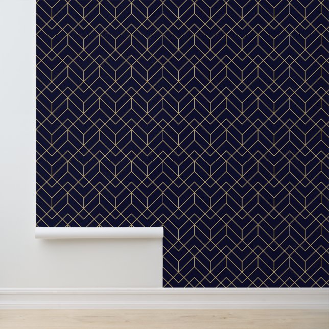 Papier Peint Motif Hexagon bleu (Application)