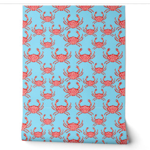 Papier Peint Motif homard sur bleu marine