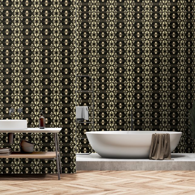 Papier peint Motif Jaune Noir Chic (Salle de bain)