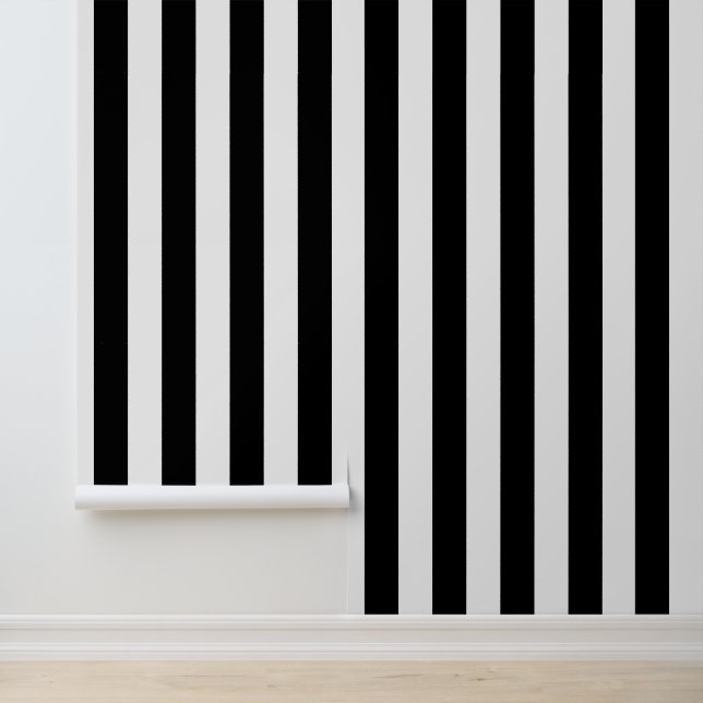 Papier Peint Motif large bande noir et blanc (Application)