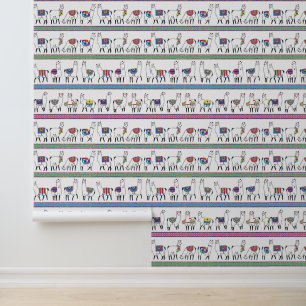 Papier Peint Motif Llama Stripe