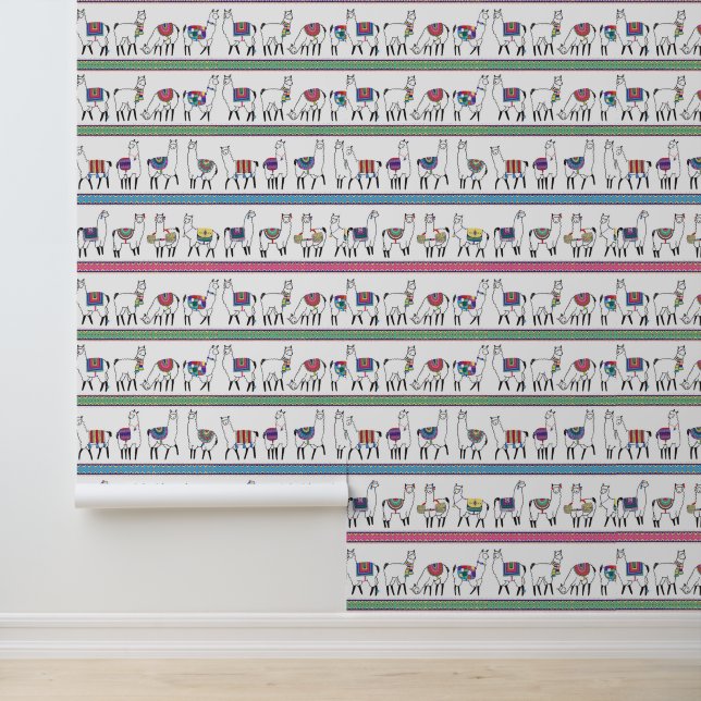 Papier Peint Motif Llama Stripe (Application)