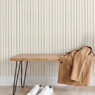 Papier Peint Motif mince rayure verticale Bohème Neutre Terreux