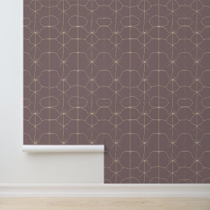 Papier Peint Motif minimaliste de ligne beige sur Mauve