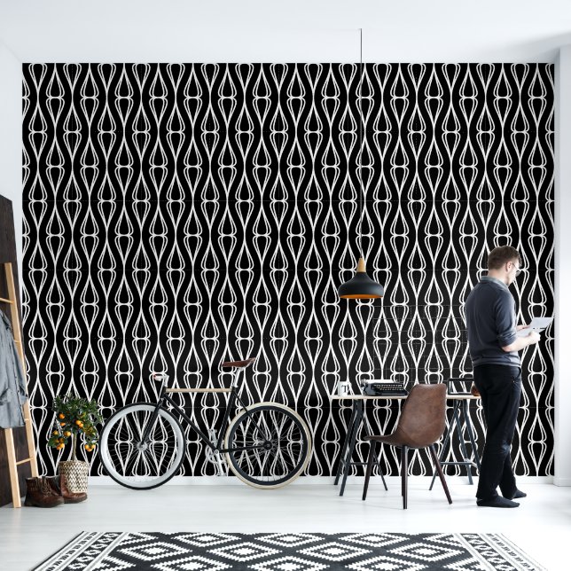 Papier Peint Motif noir moderne (Salon)