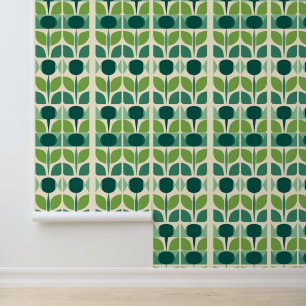 Papier Peint Motif ogee vert moderne