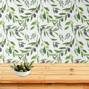 Papier Peint Motif olive aquarelle
