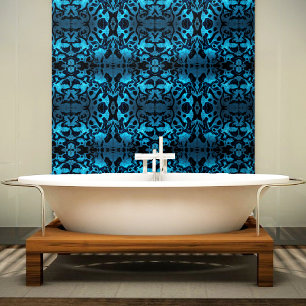 Papier Peint Motif ondulé pailleté bleu et noir