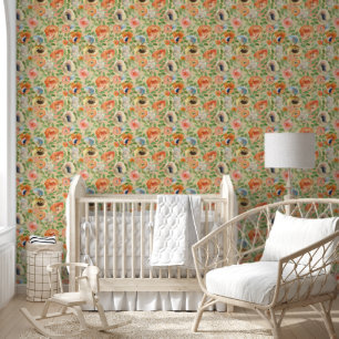 Papier Peint Motif Orange Spring Flowers