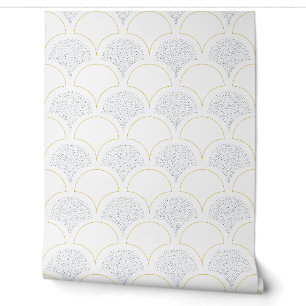 Papier Peint Motif parapluie vintage - Bleu et or