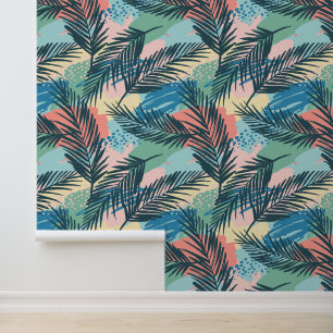 Papier Peint Motif Pastel Tropical Leaf