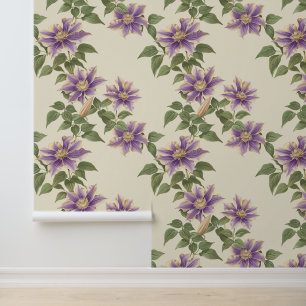 Papier Peint Motif plante Liana avec fleur Clematis violet