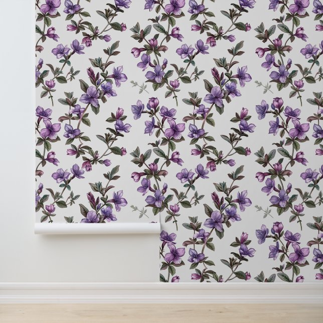 Papier Peint Motif plante Liana avec fleur Clematis violet (Application)