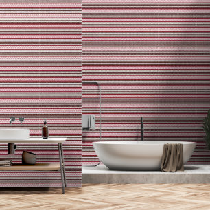 Papier Peint motif rayé rouge et blanc