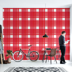Papier Peint Motif rayé rouge vérifié