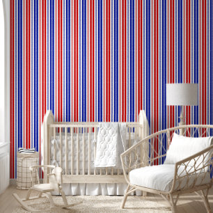 Papier Peint Motif rayures blanches rouges bleues  