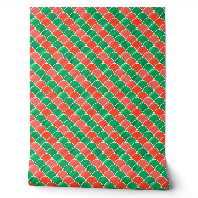 Papier Peint Motif Red Green Christmas Scale (Déroulement)