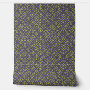 Papier Peint Motif Regal Blue et Gold