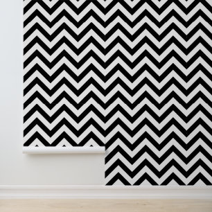 Papier Peint Motif rétro à la mode noir blanc Chevron