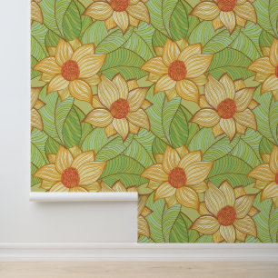 Papier Peint Motif Retro Magnolia