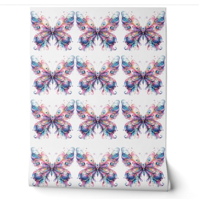 Papier peint Motif rose et pourpre (Déroulement)