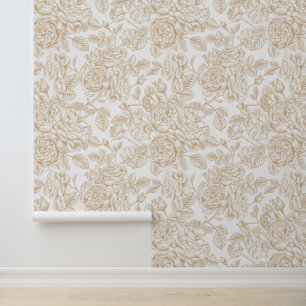 Papier Peint Motif Rose Vintage beige