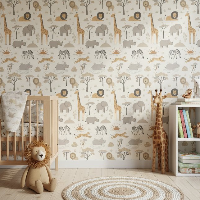 Papier Peint Motif Safari au lever du soleil Savane ID1259 (Créateur téléchargé)