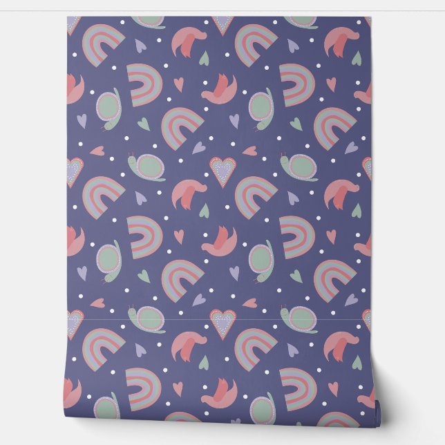 Papier Peint motif sans couture pour enfants mignon avec escarg (Déroulement)