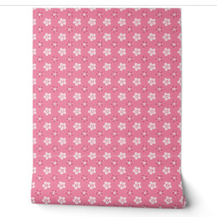 Papier Peint motif simple floral solide rose rétro petit flux