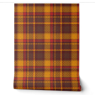 Papier Peint Motif Tartan Jaune Moutarde et Rouille Cosy