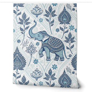 Papier Peint Motif thaïlandais à l'éléphant de couleur pastel