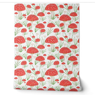 Papier Peint Motif tiré à la main du champignon rouge