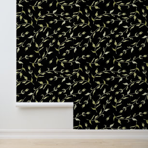 Papier Peint Motif traditionnel à feuilles vertes minimales sur
