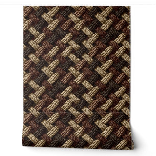 Papier Peint Motif tressé au crochet ton terre