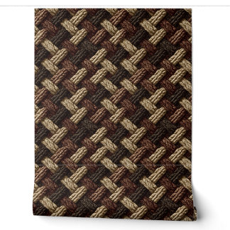 Papier Peint Motif tressé au crochet ton terre