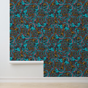 Papier Peint Motif tribal aztèque Xolotl Axolotl mythologie boh