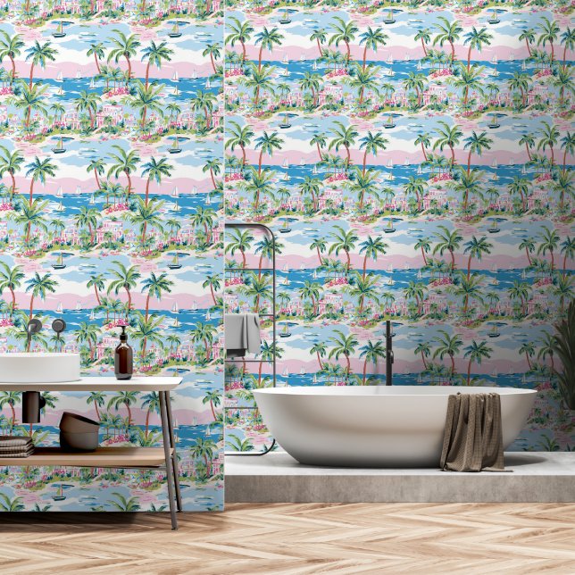 Papier Peint Motif Tropical Getaway (Salle de bain)